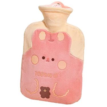 Imagem de Garrafa de água quente com capa de pelúcia macia bolsa de água quente para compressas quentes e frias, aquecedor de pés de mão, ideal para cólicas menstruais, alívio da dor no pescoço e ombro, 3.1000 ml