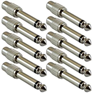Imagem de GLS Audio Adaptador Store RCA para TS de 1/4 - RCA fêmea para adaptador de plugue TS mono macho de 1/4 polegada - Todos os conectores de metal com passadas de alta aderência - pacote com 10