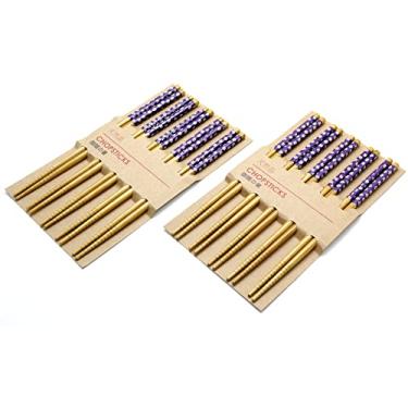 Imagem de Jogo de Hashi (Palitinho Japonês) Flores Outono Roxo - 10 unidades