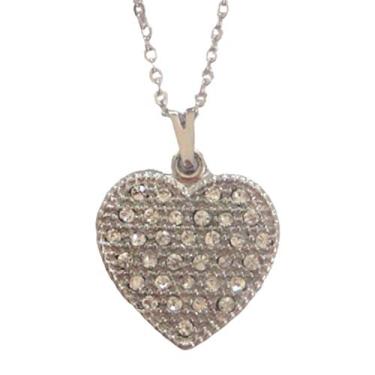 Imagem de Colar Coração com Strass 20mm - Sunshine Cristais Cor:Prata