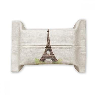 Imagem de Paris Torre Eiffel na França Suporte de capa de papel para lenços faciais Bolsa de linho de algodão