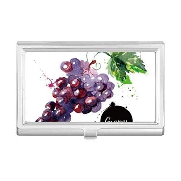 Imagem de Porta-cartão de visita em aquarela saudável sabor uva fruta