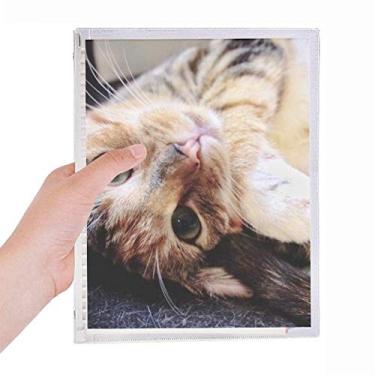 Imagem de Caderno Listras Gatinho Gato Relaxante Animal Adorável Folhas Soltas Diário Recarregável