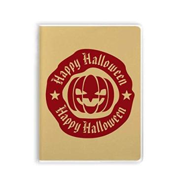 Imagem de Diário de capa macia para caderno de abóbora de Halloween com estampa redonda vermelha