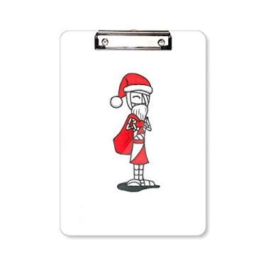 Imagem de Natal, Papai Noel, Horus, chapéu, bolsa, pasta, bloco de escrita, placa de apoio A4