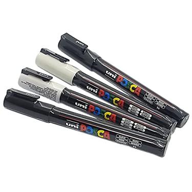 Imagem de 4 Marcadores Posca Uni-ball PC-3M - 2 Brancos 2 Pretos