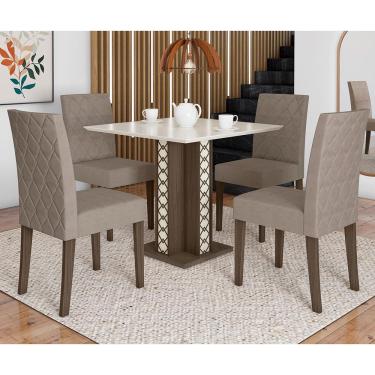 Imagem de Mesa de Jantar Poliman Isis com 4 Cadeiras Estofadas e Revestidas em Tecido Suede