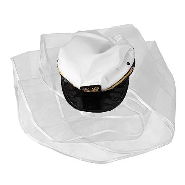 Imagem de HAPINARY noiva chapéu de marinheiro chapéu de noiva véu decoração ornamento véu para despedida de solteira chapéus de noiva para despedida de solteira Bainha boné azul marinho roupas Pano