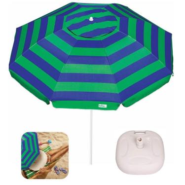 Imagem de Kit Guarda Sol 2m Em Aço Sombreiro Caribe Com Base Plástica Branca - Tobee