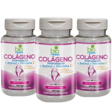 Imagem de Kit 3 Bio Redux - Colágeno Hidrolisado (+ Retinol + Vitamina C) Verisol 60 Cápsulas