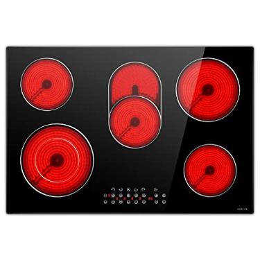 Imagem de NOXTON Piano cottura elettrico da 30 pollici a 5 fuochi, piano cottura elettrico radiante in cerâmica da incasso con sensore di control a sfioramento, 8400 W