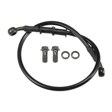Imagem de Motoforti Mangueira de freio universal para motocicleta, quadriciclo, motocross, trançada, linha de freio hidráulico, oleoduto, 60 cm, durável, metal, preto, verde militar, 1 conjunto