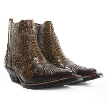 Imagem de Bota Country Masculina Couro Jacaré Bordado Sofisticada-Masculino