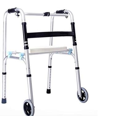 Imagem de Andador, andador para idosos Andador leve em liga de alumínio com assento com rodas Altura ajustável dobrável Caminhada assistida para deficientes, capacidade de carga de até 180 kg Compacto Está tudo
