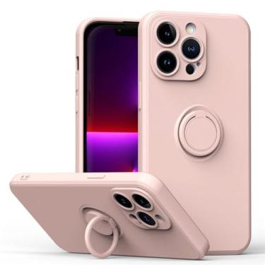 Imagem de Capa de anel magnético de silicone original para iPhone15 11 12 13 14 Pro XS Max XR XS X 6 6S 8 7 Plus Capa de dedo com suporte macio, rosa, para iPhone 14