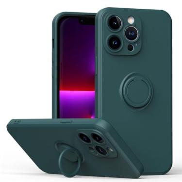 Imagem de Capa de anel magnético de silicone original para iPhone15 11 12 13 14 Pro XS Max XR XS X 6 6S 8 7 Plus Capa de dedo com suporte macio, verde escuro, para iPhone X XS