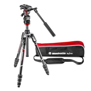 Imagem de Manfrotto Befree Live Tripé de vídeo de fibra de carbono de 4 seções com cabeça fluida, preto/prata