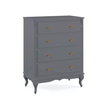 Imagem de Cômoda de Madeira 4 Gavetas Pés Luis Xv 60816 Hannover - Cinza