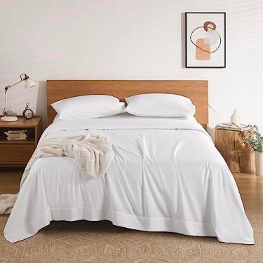 Imagem de REDASW Jogo de cama 100% algodão, 1200 fios, jogo de cama com 4 peças, bolso profundo de 40,6 cm (branco, king (padrão dos EUA))