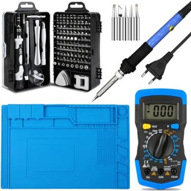 Imagem de Kit Manutenção Celular Chaves 115em1 + Manta Magnética 45x30cm + Multímetro Digital + Ferro de Soldar 60w Ajustável (220, Volts)