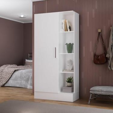 Imagem de Armário Multiuso 1 Porta 7 Prateleiras Espresso Móveis Branco