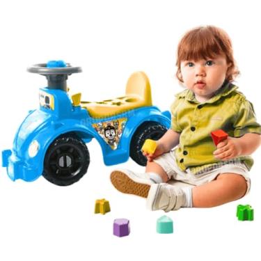 Imagem de Kit andador infantil totokinha bebe 12 meses carrinho de passeio menina totoka triciclo patrulha menino + brinquedo bebê 1 ano brinquedos pedagogicos didaticos jogos educativos (Azul/Amarelo)