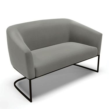 Imagem de Sofá Namoradeira 2 Lugares Base Industrial Preto Stella Suede D03 - D`rossi Cor Grafite