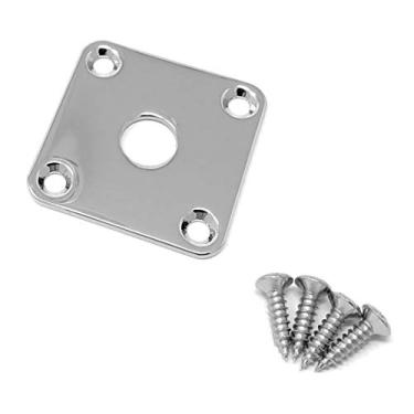 Imagem de Vintage Forge Placa de tomada quadrada plana de metal cromado para guitarra Gibson Les Paul com parafusos JPS40-CHR