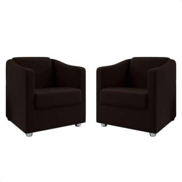Imagem de Poltrona Decorativa Estofada KIT 02 Cadeiras Sala de Estar Quarto Recepção Luxo Mariana (Suede marrom)