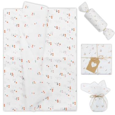 Imagem de Papel de seda cereja para sacos de embrulho, 50,8 cm x 71,1 cm por folha, design de frutas de verão, papel de seda a granel para embalagem de presente faça você mesmo, lembrancinha de festa,