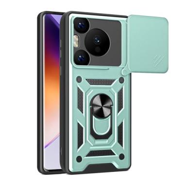 Imagem de HAO RIYLN Capa para Huawei Pura 70 Ultra/70 Pro +/70 Pro/70, capa de câmera deslizante com suporte de anel capa de proteção contra quedas de grau militar, verde, 70 Ultra