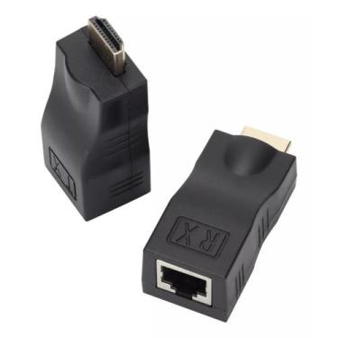 Imagem de Adaptador Hdmi 3d Cabo De Rede Utp Rj45 Cat5 6 Lan Ate 30m - DMK