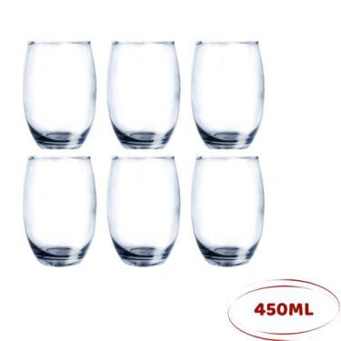 Imagem de Jogo 6 Copos Redondos 450ml Transparente Suco Agua - PRATICASA