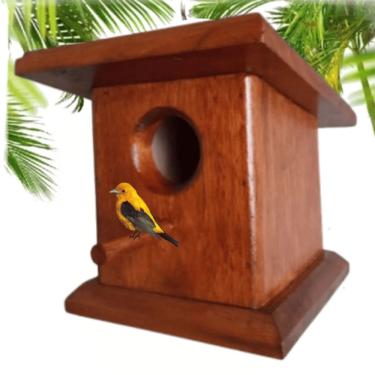 Imagem de Ninho Casa de Passarinhos Casinha em Madeira Pássaros Livres