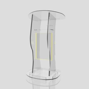 Imagem de Púlpito em Acrílico para Igreja e/ou Eventos com Gravação e Led grátis Mod. Jonas Transparente (Tradicional, Moderna ou Sem Gravação) Cores em Led. (Sem Gravação, LED AMARELO)
