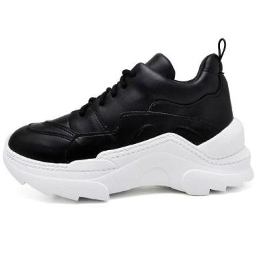 Imagem de Tênis Sneaker Chunky Casual Pires Shoes com Cadarço Recortes e Sola Ro