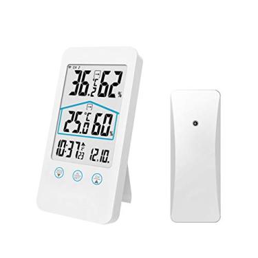 Imagem de Termômetro interno sem fio digital com sensor remoto 98 pés/30 m Termohigrômetro Tempeure Hdity com botões e luz de fundo Estação meteorológica para casa, escritório, estufa, armazém