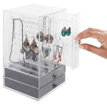 Imagem de Porta Joias Brincos Bijuterias Organizador Compacto 2 Gavetas - Interp
