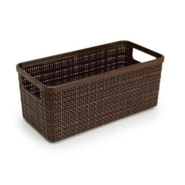 Imagem de Cesto Organizador Multiuso Retangular Decorativo Juta Marrom - Nitron