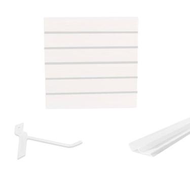 Imagem de Painel Canaletado Branco em Mdf 0,61 x 0,61m com Perfil Pvc Branco e 2