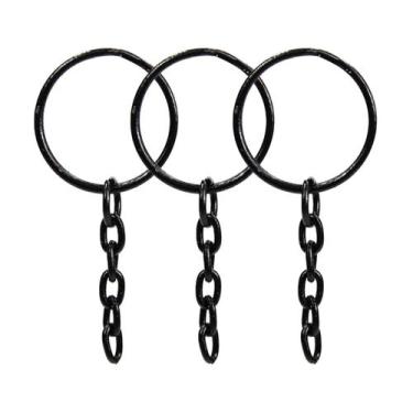 Imagem de Argola c/ Corrente P/chaveiro 23mm 100 Unidades Preto - RA