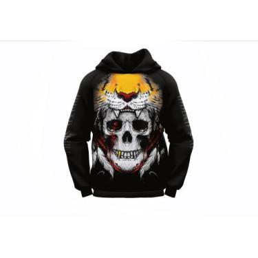 Imagem de Blusa Moletom Adulto Com Capuz Inverno Caveira Indigena - Everest Moda