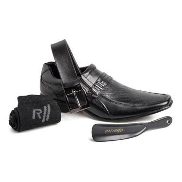 Imagem de Kit Sapato Social Masculino Rafarillo Em Couro Preto Original + Cinto 