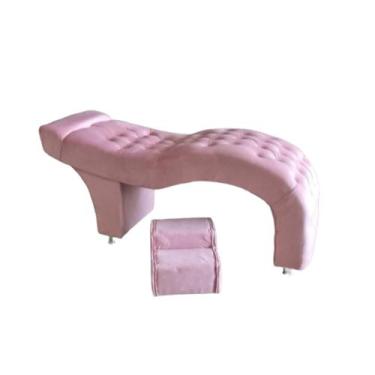 Imagem de Kit Maca Curva Estética Com Escada Salão Sobrancelha Cílios Veludo Ros