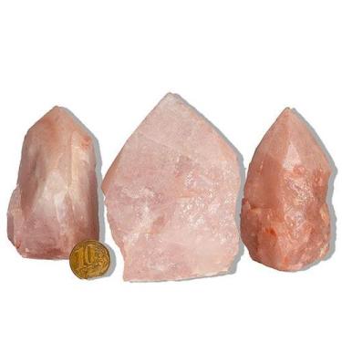 Imagem de 03 Cristal Rosa Pé e Bico Serrado 200 a 300g Aprx 8cm Tipo B - Cristai