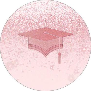 Imagem de Painel De Festa Redondo 1,50x1,50 - Formatura Rosa Efeito Glitter 014 