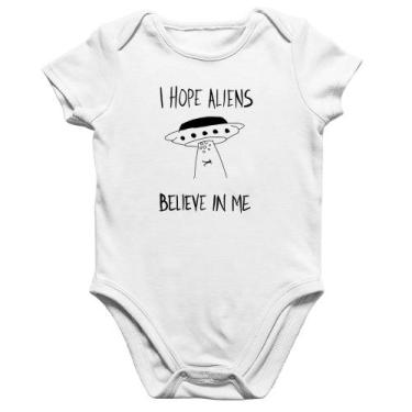 Imagem de Body Bebê Algodão I hope Aliens Believe In Me - Foca na Moda, Branco, 