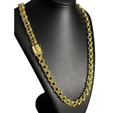 Imagem de Cordão Friso 12mm Fecho São Jorge Banhado A Ouro 18k - ToJoia18k