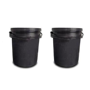 Imagem de Kit 2 Baldes Baldinhos 5 Litros Preto Tampo Hermético Alça Plástica  -