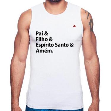 Imagem de Regata Pai, Filho, Espírito Santo, Amém - Foca na Moda, Branco, P